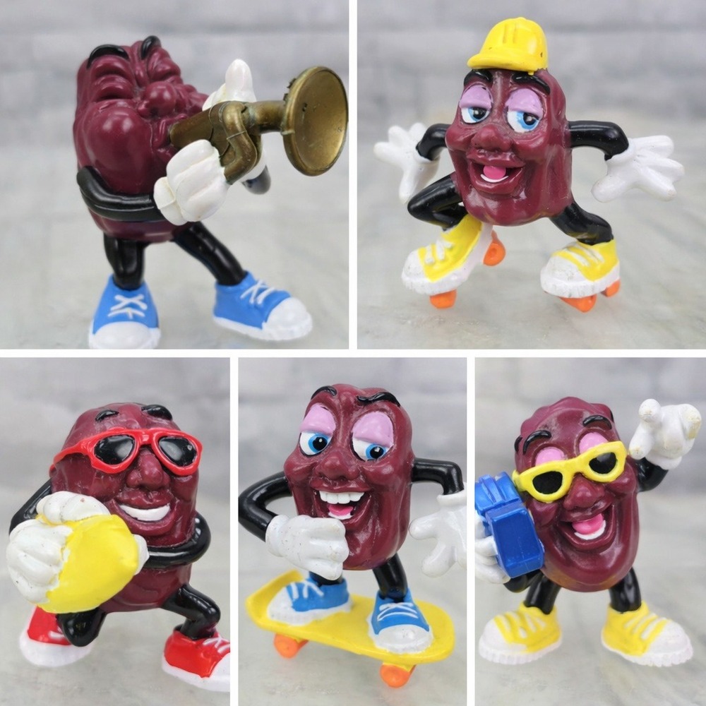 California Raisins Action Figure Lot 5pc Bundle Vintage 80s PVC Collectible Toys